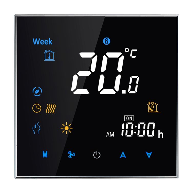 BHT-3001 16A Bộ điều nhiệt phòng loại điện tử có cảm biến, màn hình LCD hiển thị đồng hồ / nhiệt độ / thời gian / tuần / nhiệt v.v., BHT-3001 16A (Màu đen), BHT-3001 16A (Màu trắng)