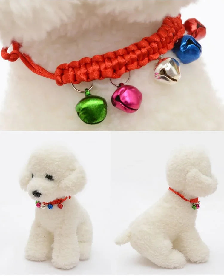 10 cái Vòng cổ chuông thú cưng điều chỉnh đan tay, Chu vi điều chỉnh: 18-32cm, Giao màu ngẫu nhiên, Vòng cổ chuông thú cưng điều chỉnh