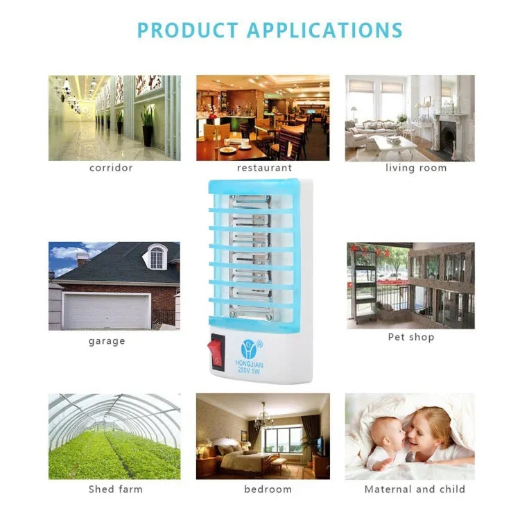 Đèn diệt muỗi ban đêm hiệu quả 4 đèn LED ánh sáng xanh, phích cắm US, AC110V, phích cắm US