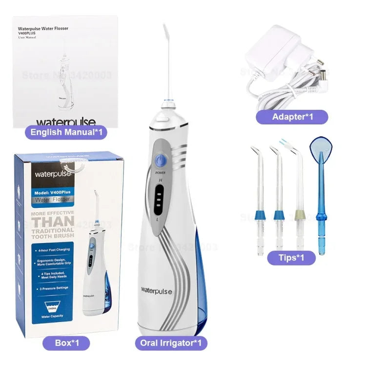 Máy tăm nước không dây sạc USB Waterpulse V400Plus, V400Plus, phích cắm: UK