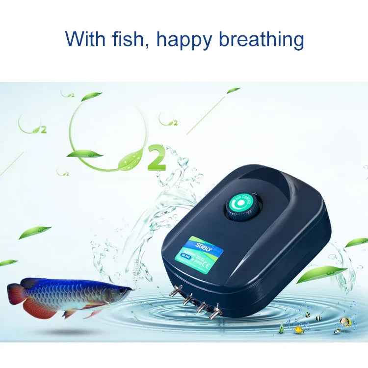 SOBO SB-988 Máy bơm khí bể cá 12W 4 cửa điều chỉnh lưu lượng, máy bơm oxy yên tĩnh, SOBO SB-988