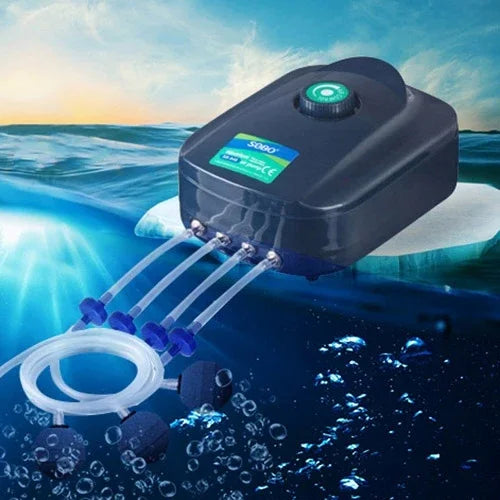 SOBO SB-988 Máy bơm khí bể cá 12W 4 cửa điều chỉnh lưu lượng, máy bơm oxy yên tĩnh, SOBO SB-988