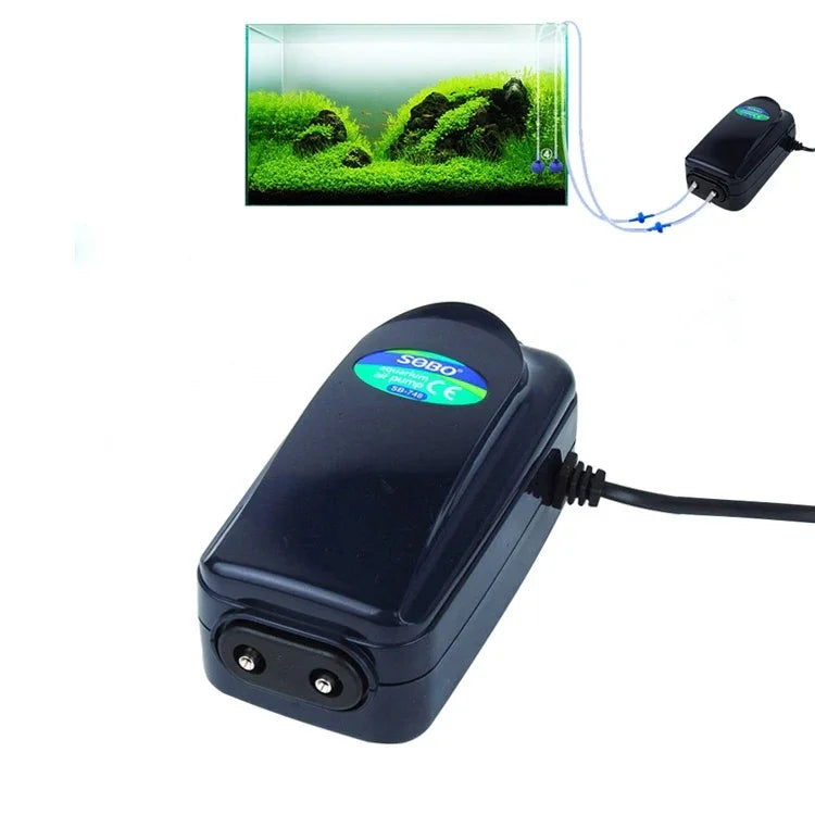 SOBO SB-748 Máy bơm khí bể cá 8W 2 cửa điều chỉnh lưu lượng, máy bơm oxy yên tĩnh, 8W 2 cửa