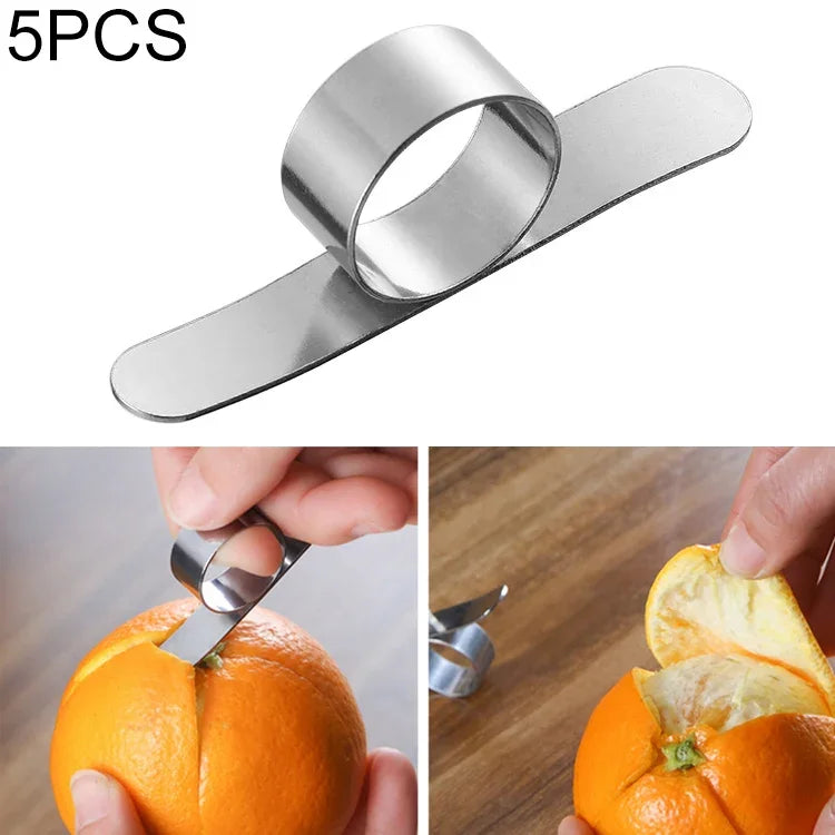 Bộ 5 dụng cụ gọt cam mở bằng ngón tay bằng thép không gỉ, 5 chiếc thép không gỉ