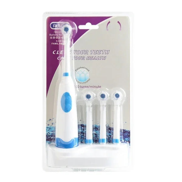 Bộ bàn chải điện xoay chống nước 2W sáng tạo cho gia đình với 4 đầu bàn chải thay thế & đế, 8500 vòng/phút