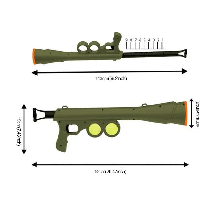 Đồ chơi huấn luyện chó, Bộ phóng bóng tennis điều khiển từ xa, Kích thước: 52*19*9cm, Bộ phóng bóng tennis