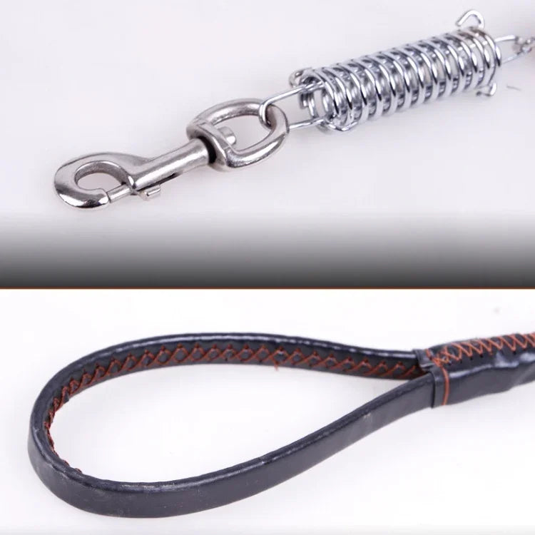 Dây kéo da bò vòng cổ chó dây thừng co giãn, Phù hợp cho chó trung và lớn, M, Chiều dài dây: 128cm, Kích thước vòng cổ: 32-44cm