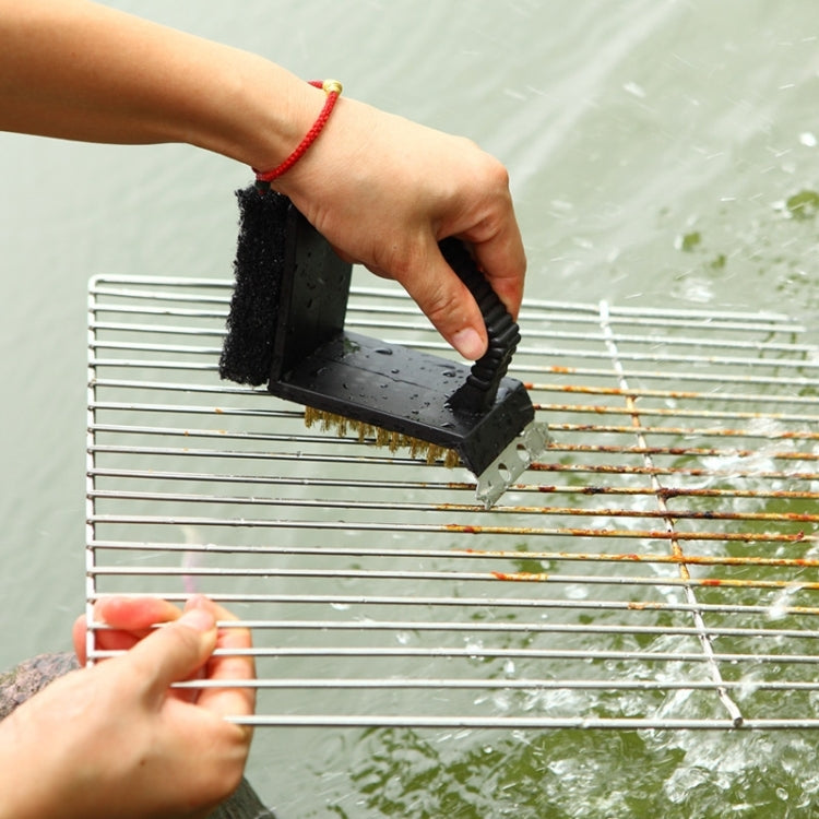 Bàn Chải Vệ Sinh Nướng Ngoài Trời Cắm Trại Dã Ngoại BBQ Dây Đồng Ba Trong Một Bàn Chải Góc Vuông Dây Đồng Tam Giác, Bàn Chải Đồng BBQ
