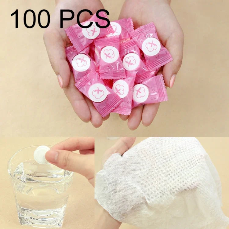 100 cái khăn bông du lịch dùng một lần kiểu kẹo, kích thước: 22*20cm, 100 cái
