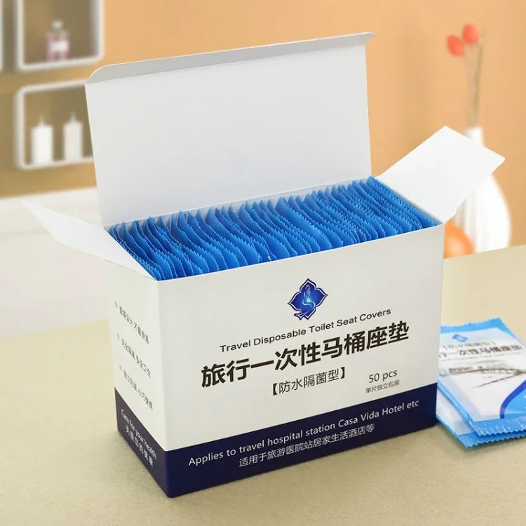 50 miếng khăn giấy phủ bồn cầu dùng một lần cho du lịch, 50 miếng khăn phủ bồn cầu