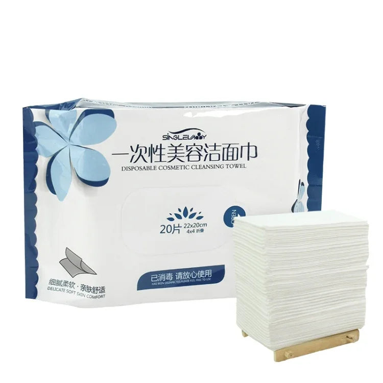 20 cái khăn mặt dùng một lần bằng bông đa năng di động, khăn lau ướt và khô dùng kép, khăn mềm cho du lịch, 20 cái