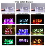 Đồng hồ báo thức kỹ thuật số LED 3D hiện đại điều khiển bằng âm thanh, màu sắc đa dạng, điều chỉnh độ sáng, đồng hồ treo tường phát sáng có điều khiển từ xa, 9001 Đen, 9001 Trắng