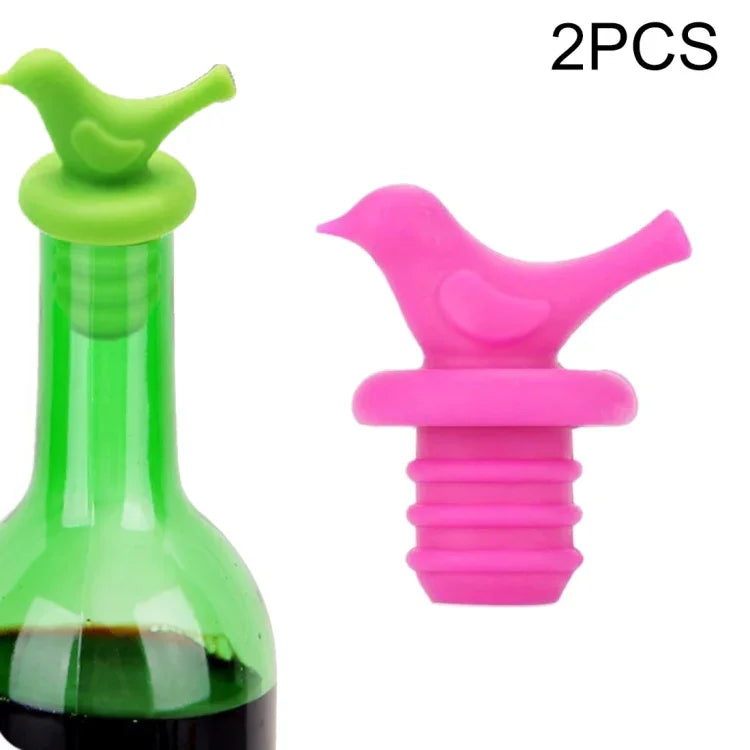 2 cái nút chai bia rượu hình chim sáng tạo bằng silicone giao màu ngẫu nhiên, 10 cái hình chim