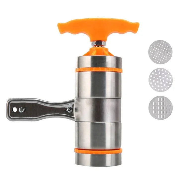 Máy ép mì thủ công nhỏ bằng thép không gỉ gia đình, 3 khuôn