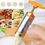 Máy làm mì cầm tay bằng thép không gỉ kiểu ép nhỏ dùng trong gia đình, 4 khuôn