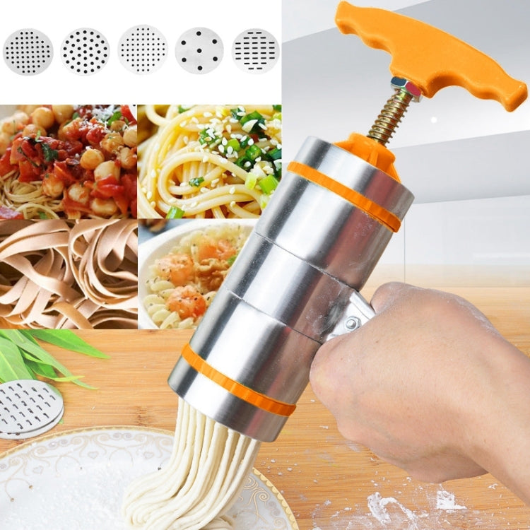Máy làm mì cầm tay bằng thép không gỉ kiểu ép nhỏ dùng trong gia đình, 5 khuôn