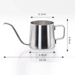 Ấm pha cà phê nhỏ giọt bằng thép không gỉ 304, vòi dài hẹp có tai treo, dung tích 250ML