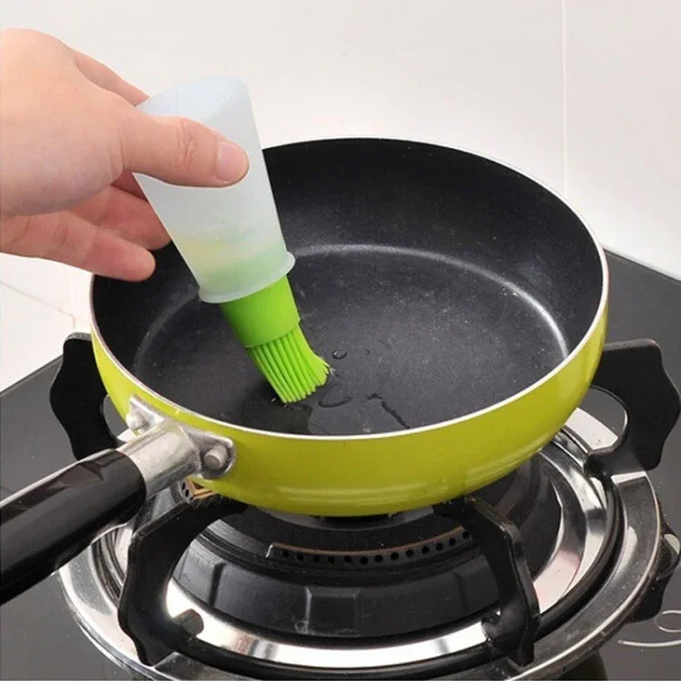 Cọ silicon nhà bếp, cọ quét dầu, bình đựng dầu, màu giao ngẫu nhiên, 11.5x5cm
