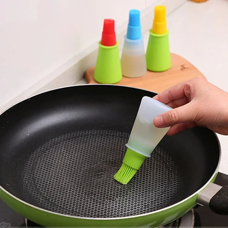 Cọ silicon nhà bếp, cọ quét dầu, bình đựng dầu, màu giao ngẫu nhiên, 11.5x5cm