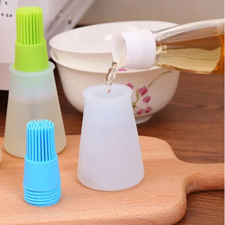 Cọ silicon nhà bếp, cọ quét dầu, bình đựng dầu, màu giao ngẫu nhiên, 11.5x5cm