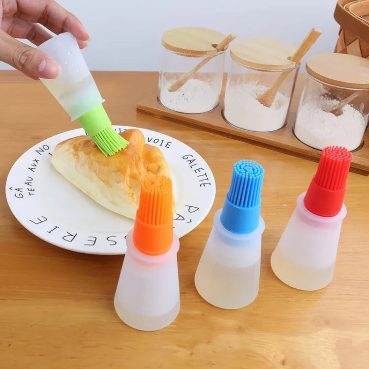 Cọ silicon nhà bếp, cọ quét dầu, bình đựng dầu, màu giao ngẫu nhiên, 11.5x5cm