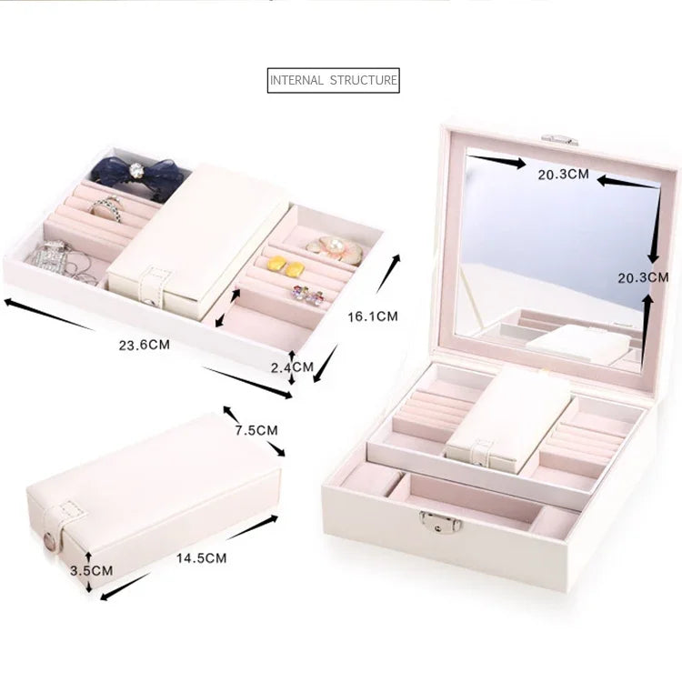 Hộp đựng trang sức bằng gỗ, hộp lưu trữ vòng cổ nhẫn, tủ trang sức lớn, hộp quà