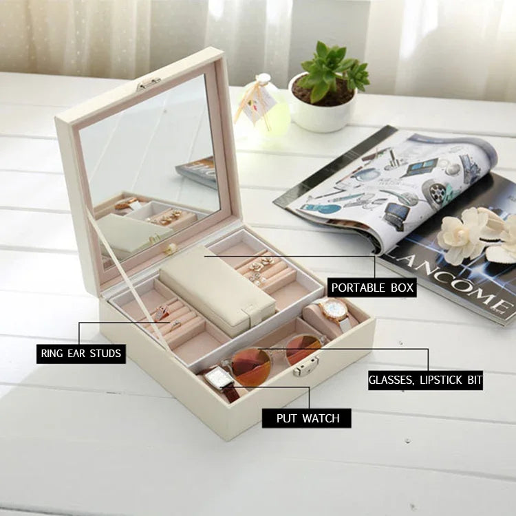 Hộp đựng trang sức bằng gỗ, hộp lưu trữ vòng cổ nhẫn, tủ trang sức lớn, hộp quà