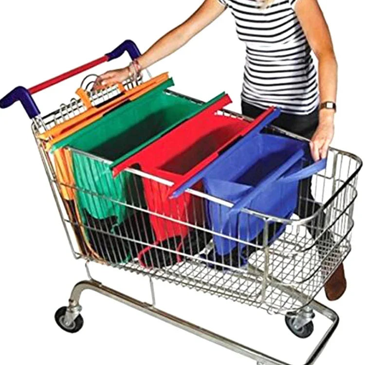 Bộ 4 túi đựng xe đẩy siêu thị không dệt, túi mua sắm di động