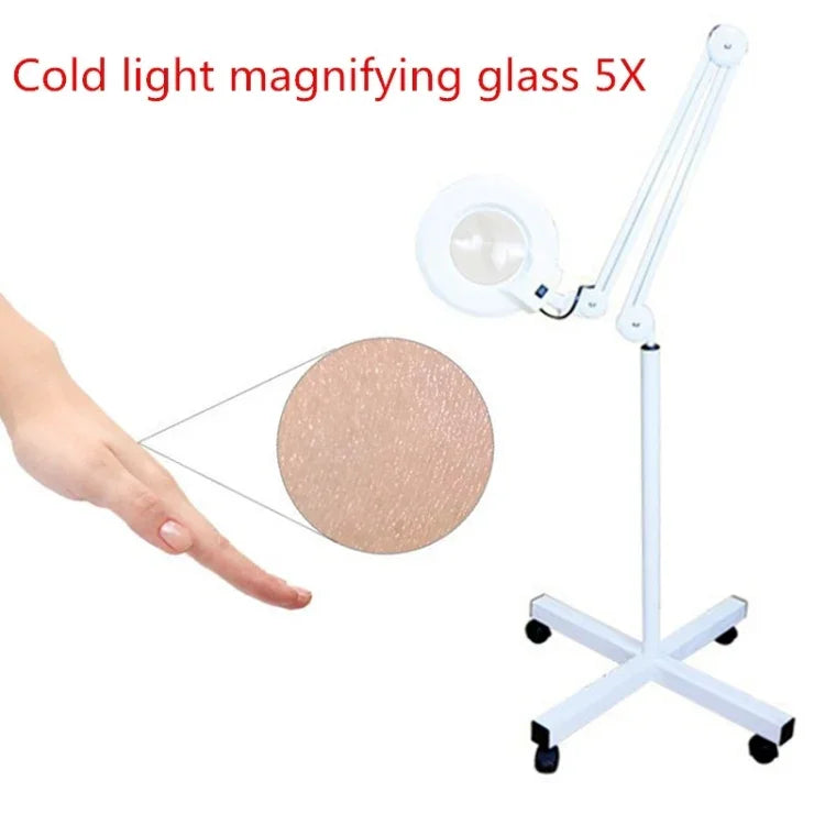 Kính Lúp Gắn Bàn Có Đèn 5 Lần Phóng Đại Tay Đòn Xoay Gập Dùng Cho Xăm Mặt, Chân Mày, Làm Móng, Ánh Sáng Trắng Mát