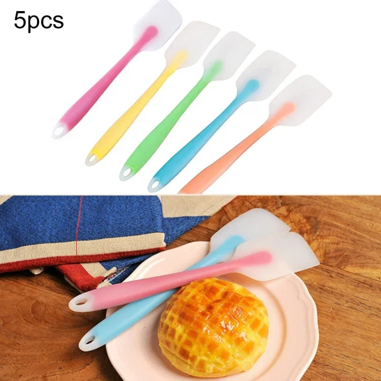 Bộ 5 dụng cụ làm bánh, dụng cụ cạo kem silicone trong suốt chịu nhiệt cao, thìa phết bánh, giao màu ngẫu nhiên