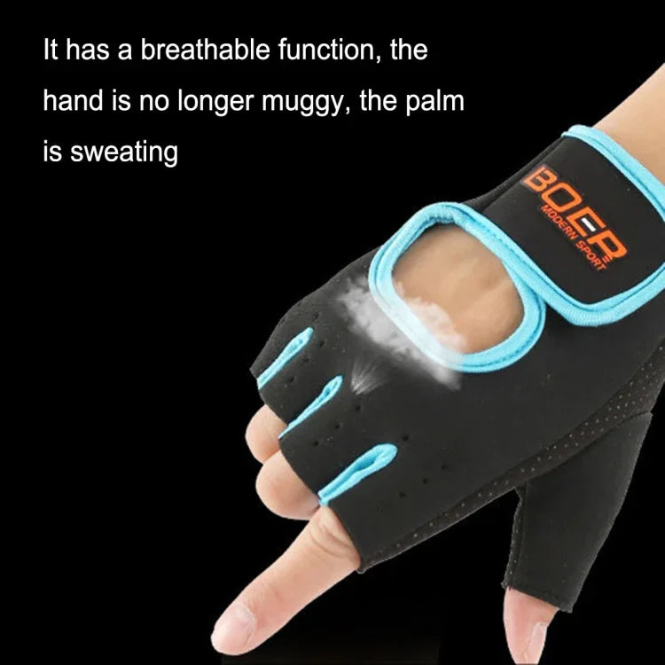 Găng tay nửa ngón unisex đi xe ngoài trời chống trượt thoáng khí, kích thước: S, lòng bàn tay: 16*12*3.0cm