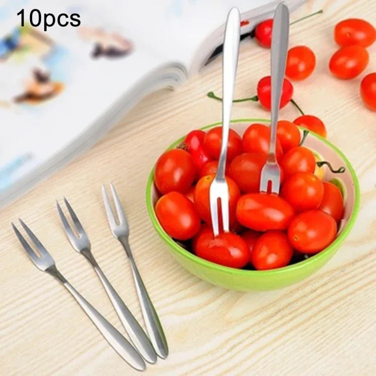 10 cái nĩa trái cây bằng thép không gỉ sáng tạo thân thiện môi trường, 10 cái nĩa trái cây