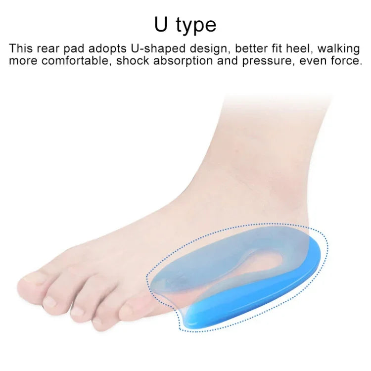Đệm gót chân hình chữ U mềm mại, thoải mái, giảm sốc bằng silicone, kích thước: L(40-45 L)