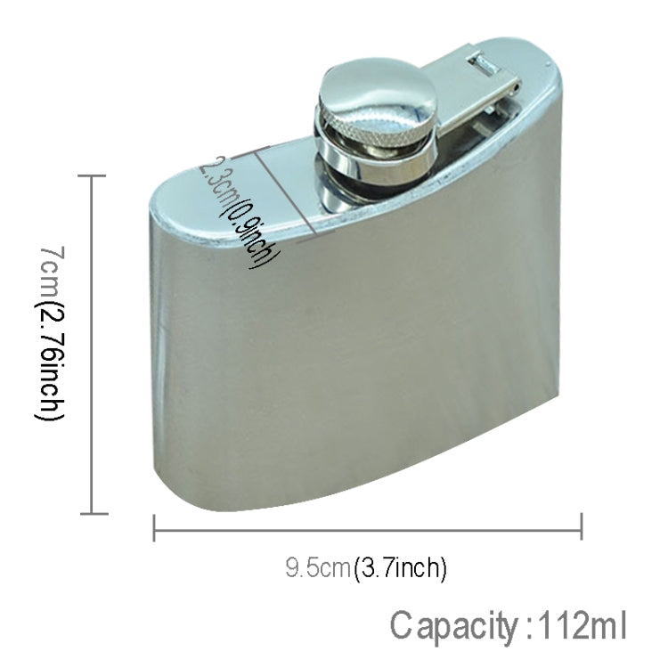 Bình đựng rượu di động bằng thép không gỉ 112ml (4oz) tiện lợi cho thể thao ngoài trời, du lịch, có phễu nhỏ (bạc 112ml (4oz))
