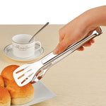 Kẹp thịt nướng bằng thép không gỉ, kẹp bít tết BBQ, xẻng nướng, kẹp thực phẩm, kẹp bánh mì, chiều dài: 24cm