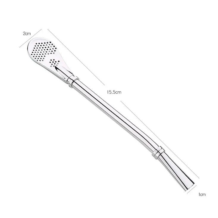 Ống hút inox lọc lá trà, bộ lọc trà thảo mộc, muỗng khuấy cà phê quán cà phê