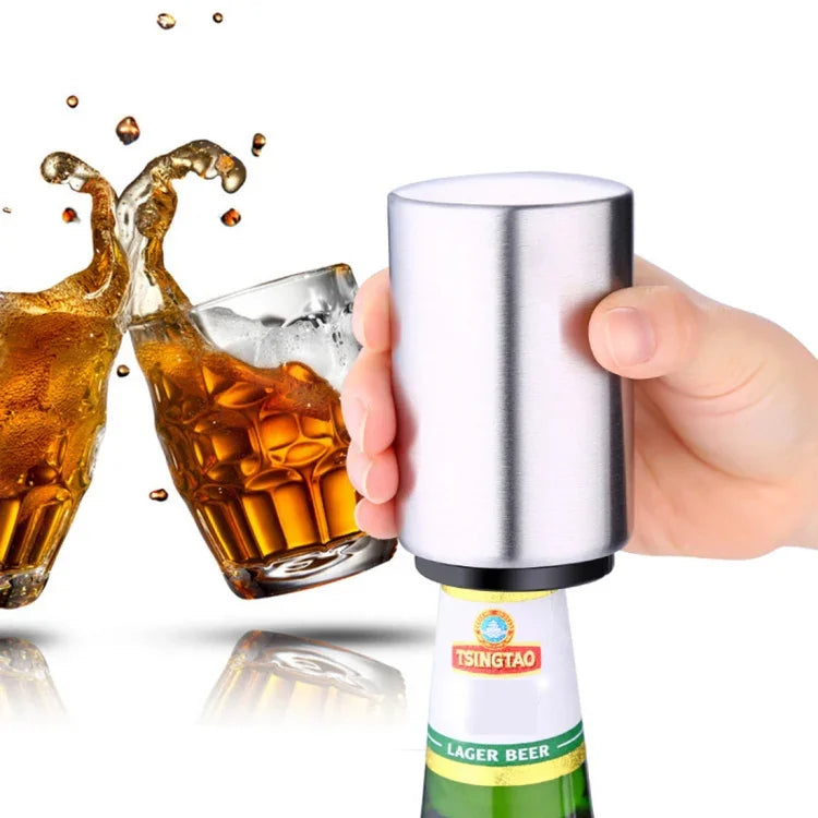 Dụng cụ mở nắp chai bia tự động có nam châm, Thép không gỉ, Kích thước: 8.5 x 5.2cm, Dụng cụ mở có nam châm