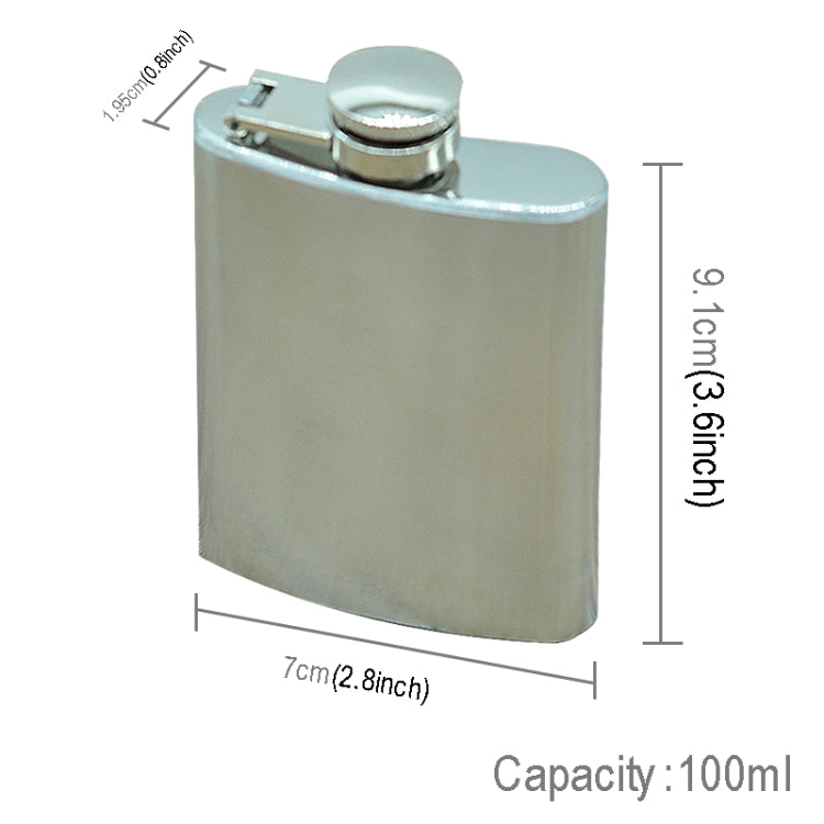 Bình rượu phẳng bỏ túi 100ml (3.5oz) cho thể thao ngoài trời, cắm trại, siêu nhẹ, chống mài mòn (bạc), 100ml (3.5oz)