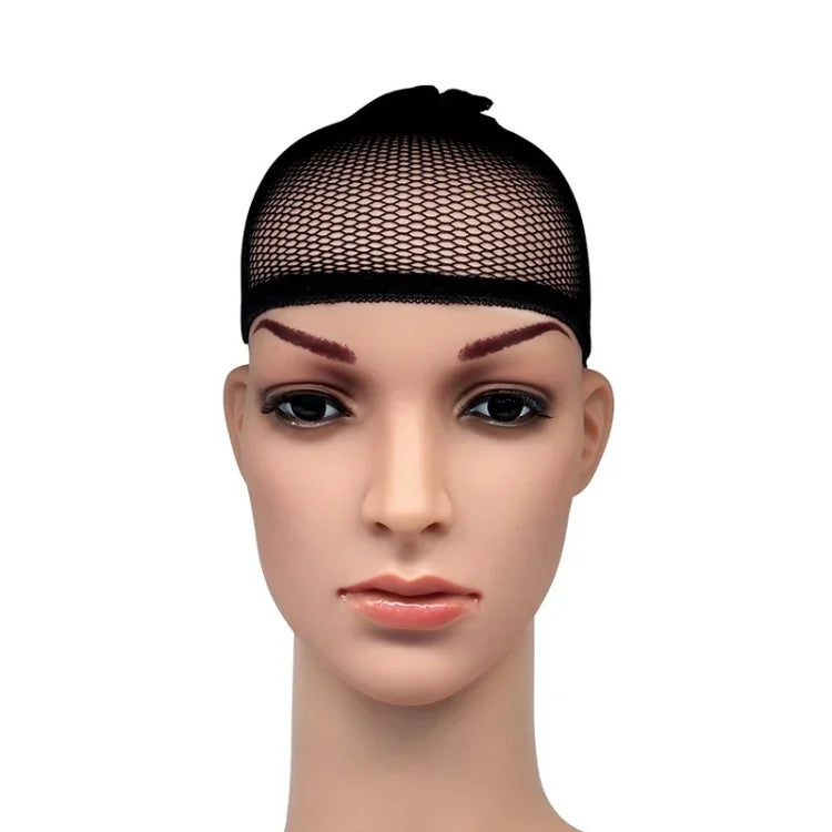 5 chiếc tất lụa co giãn cao, lưới tóc giả, mũ lót tóc giả, mũ snood lưới, A, Màu: Đen, A