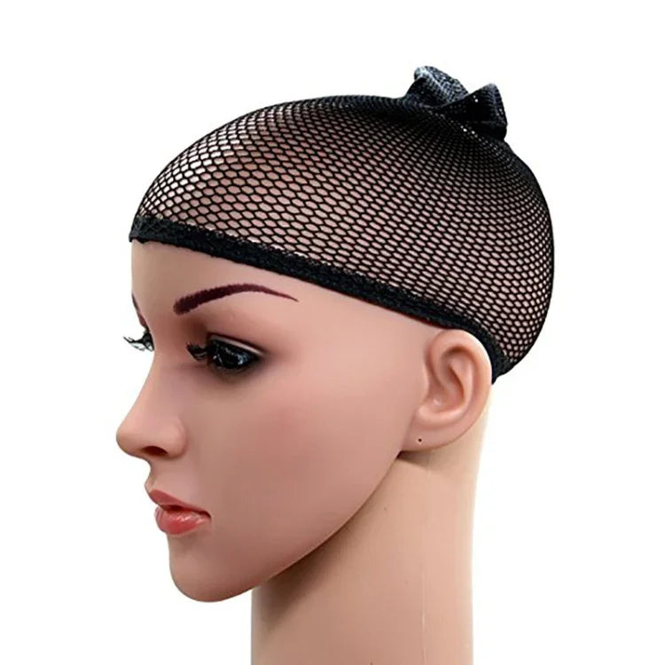 5 chiếc tất lụa co giãn cao, lưới tóc giả, mũ lót tóc giả, mũ snood lưới, A, Màu: Đen, A