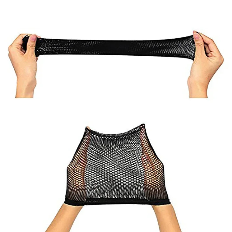 5 chiếc tất lụa co giãn cao, lưới tóc giả, mũ lót tóc giả, mũ snood lưới, A, Màu: Đen, A