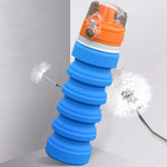 Bình nước du lịch ngoài trời silicon gấp gọn 500mL, cốc duỗi dài, bình uống thể thao