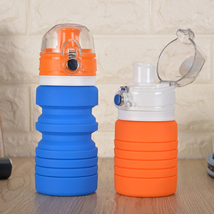 Bình nước du lịch ngoài trời silicon gấp gọn 500mL, cốc duỗi dài, bình uống thể thao