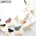 Bộ 36 miếng dán tường trang trí nhà sáng tạo bề mặt gương PC 3D hình bướm, miếng dán tường hình bướm 2