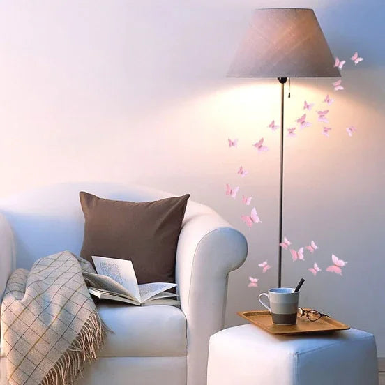 Bộ 36 miếng dán tường trang trí nhà sáng tạo bề mặt gương PC 3D hình bướm, miếng dán tường hình bướm 2