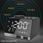 K11 Loa đồng hồ báo thức Bluetooth sáng tạo, đồng hồ kỹ thuật số hiển thị nhạc, radio với 2 cổng USB, hỗ trợ U Disk / thẻ TF / FM / AUX, phích cắm EU, màu đen, màu trắng
