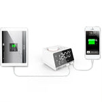 K11 Loa đồng hồ báo thức Bluetooth sáng tạo, đồng hồ kỹ thuật số hiển thị nhạc, radio với 2 cổng USB, hỗ trợ U Disk / thẻ TF / FM / AUX, phích cắm EU, màu đen, màu trắng