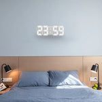 Đồng hồ báo thức treo tường LED kỹ thuật số 3D đa chức năng lớn có chức năng tạm dừng, hiển thị 12/24 giờ cho nhà, bếp, văn phòng, DC 5V, chứng nhận CE, thân trắng chữ xanh lá, thân trắng chữ xanh dương, thân trắng chữ đỏ
