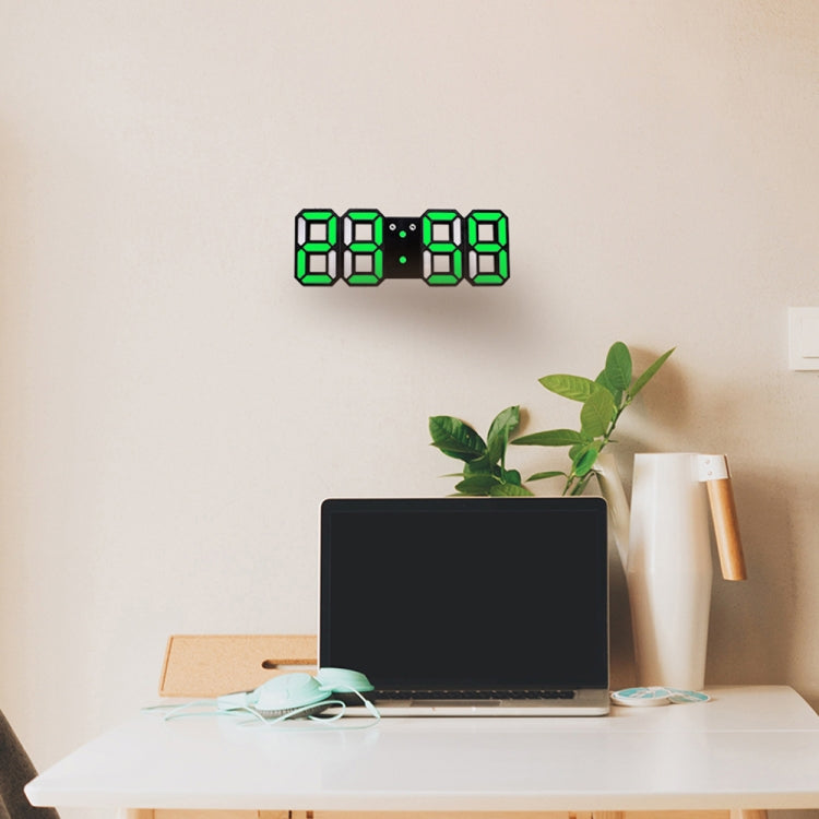 Đồng hồ báo thức treo tường kỹ thuật số LED 3D đa chức năng lớn với chức năng tạm dừng, hiển thị 12/24 giờ cho nhà, bếp, văn phòng, DC 5V, chứng nhận CE, thân đen ký tự xanh lá, thân đen ký tự xanh dương, thân đen ký tự trắng
