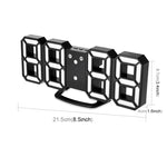 Đồng hồ báo thức treo tường kỹ thuật số LED 3D đa chức năng lớn với chức năng tạm dừng, hiển thị 12/24 giờ cho nhà, bếp, văn phòng, DC 5V, chứng nhận CE, thân đen ký tự xanh lá, thân đen ký tự xanh dương, thân đen ký tự trắng